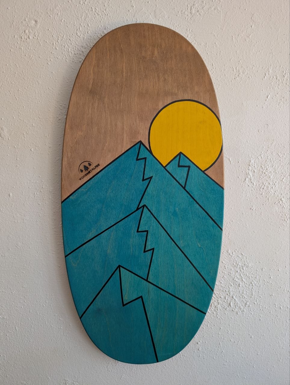 Handcrafted Balance Board — Mountain Sunrise